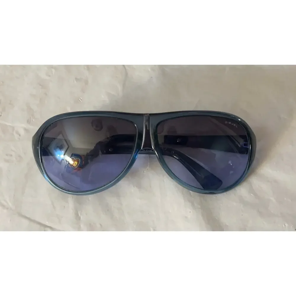 Vintage Diesel SIMAMA Z9IJ Sunglasses Blue Gray Shield Wrap Made In Italy Y2K